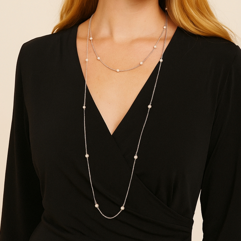 Fresh water pearls sterling silver stamped S925 necklace 39 inches